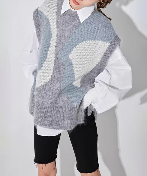 Wave Pattern Knit Vest